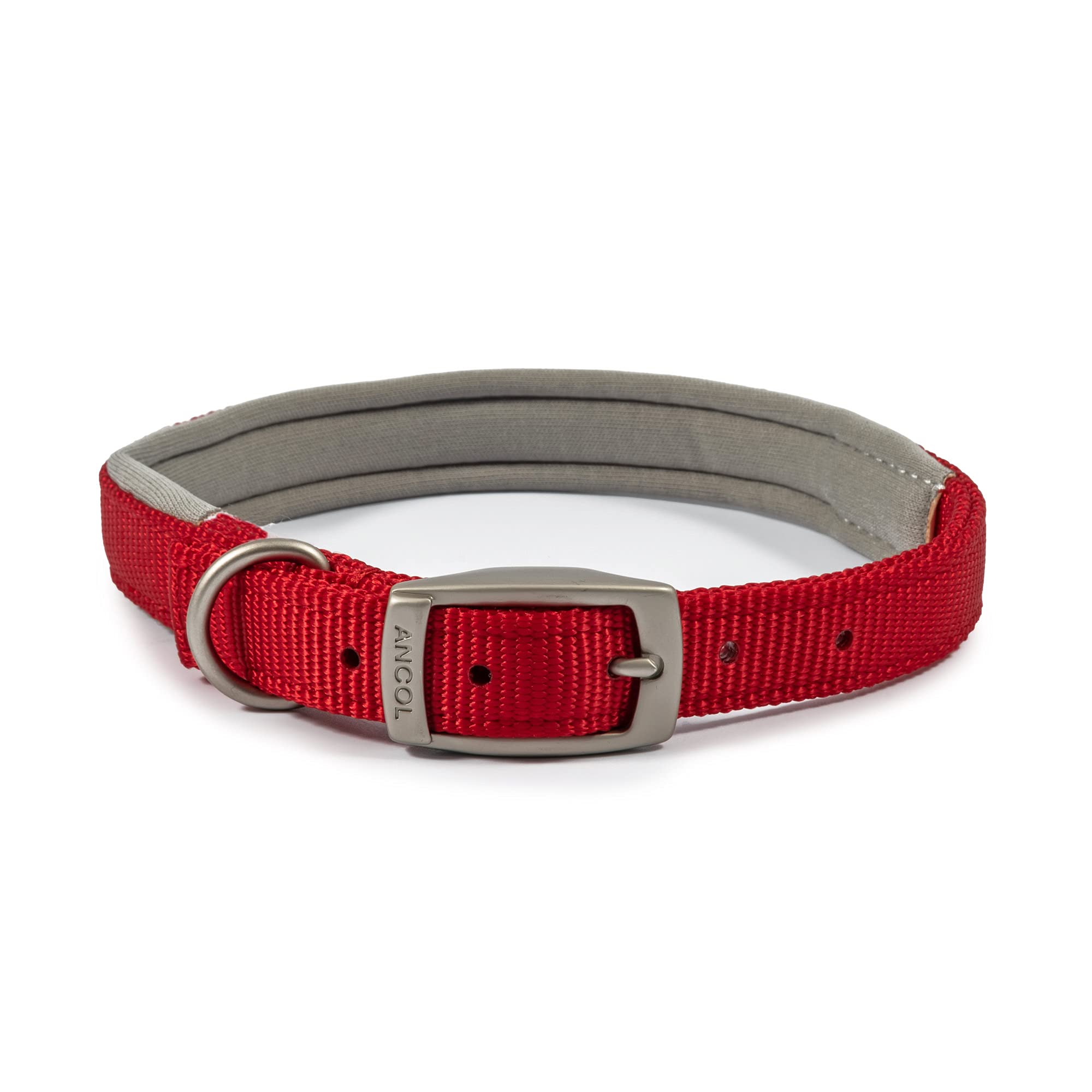 Ancol Viva Padded Soft Touch Dog Collar with Satin Buckle - Red - Adjustable Weatherproof Comfortable Pet Neckband - 55-63cm Size 8 — image 1