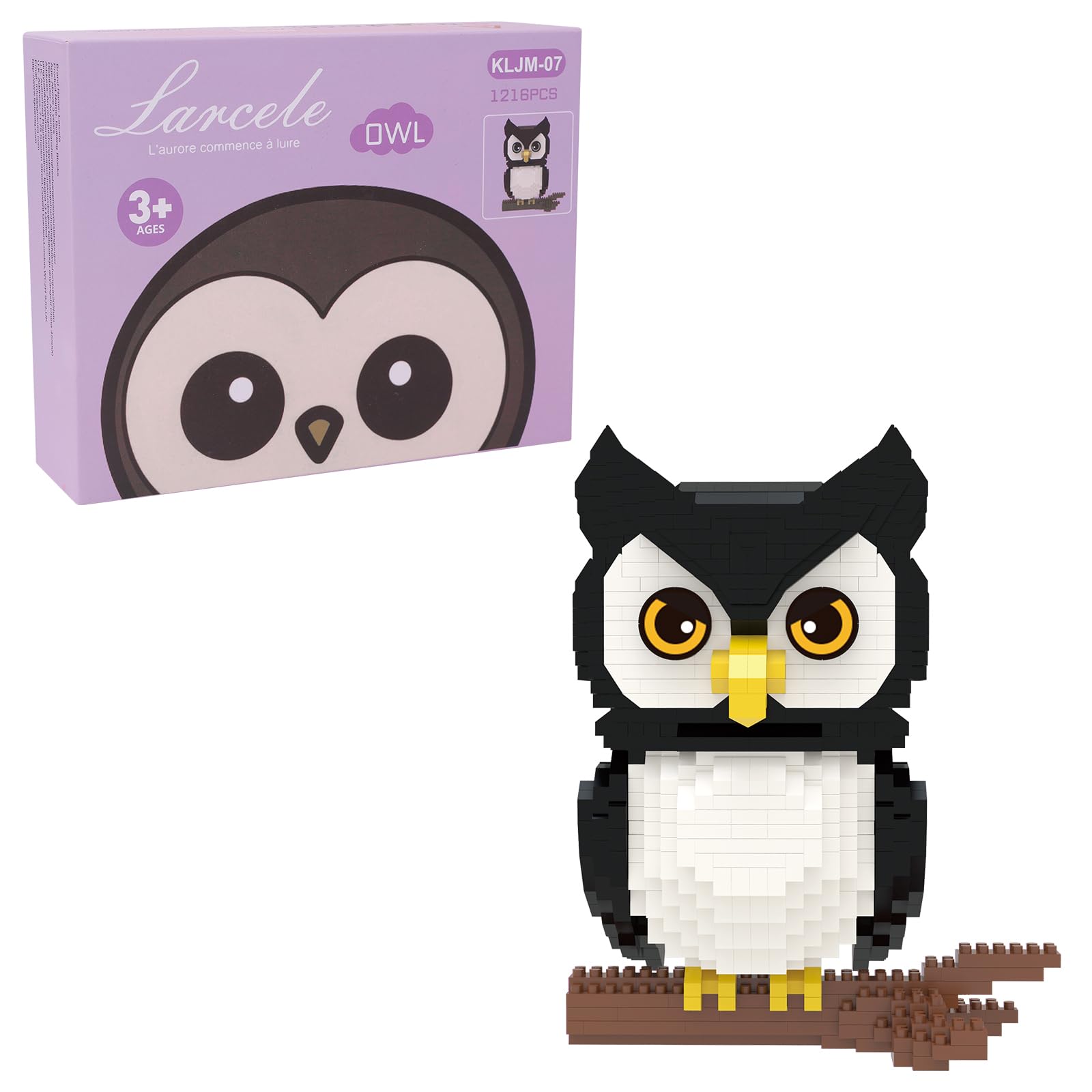 Larcele Micro Building Blocks Animal Set, DIY Mini 3D Building Toy Bricks Kit,1216 Pieces KLJM-07 (Owl) — image 1