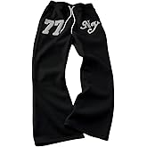 GORGLITTER Men's Wide Leg Stacked Sweatpants Y2K Cross Graphic Baggy Flared Sweatpants Workout Gym Jogger Pants