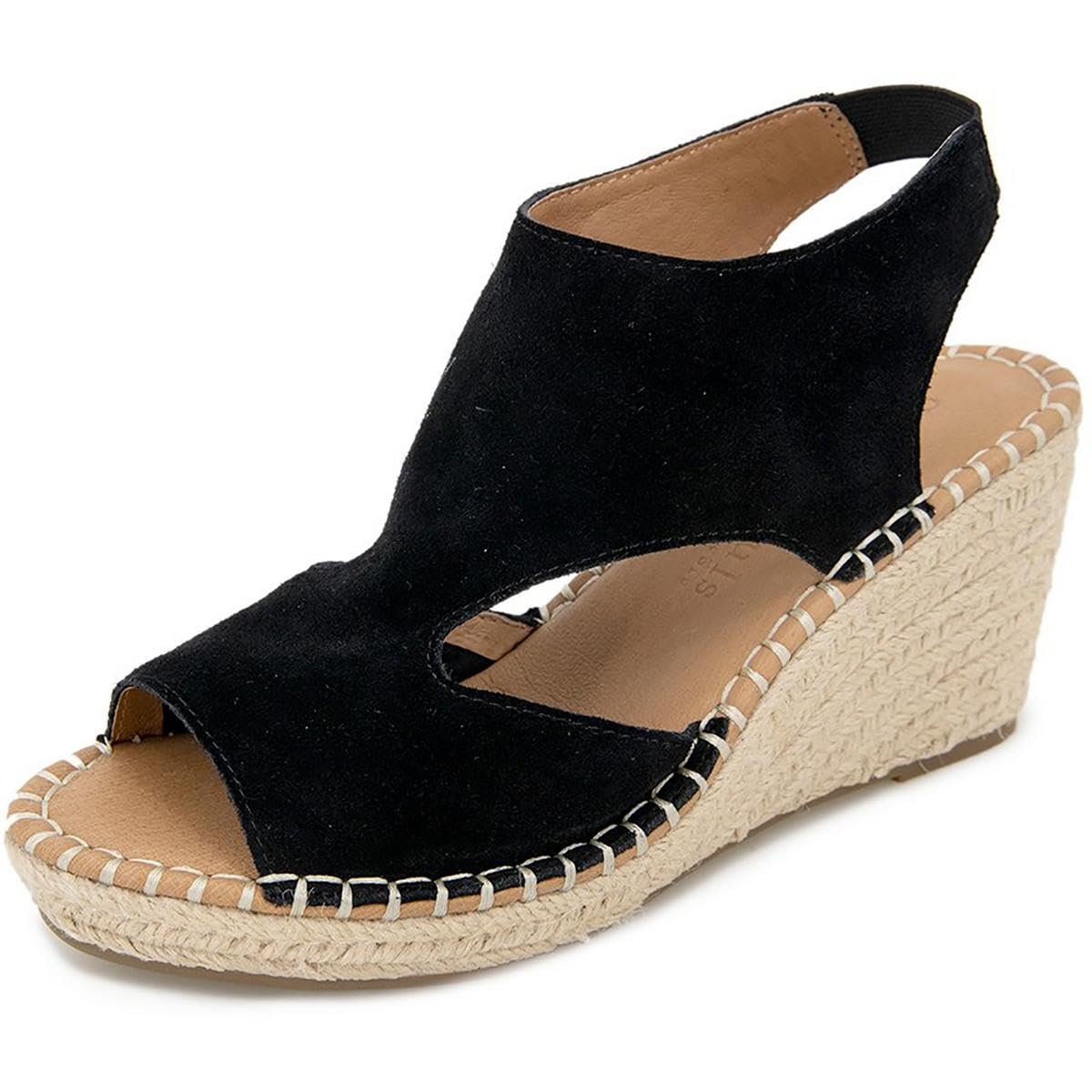 Gentle Souls by Kenneth Cole Women’s Women’s Cody Espadrille Wedge Sandal, Black, 6.5