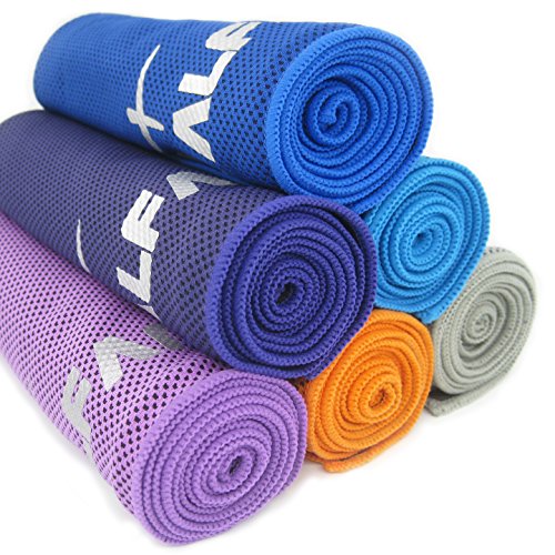 Mesh Cooling Towel - 47" x 14" Extra Large As Scarf - Ultra Soft Breathable Yoga Towel - Keep Cool for Running Biking Hiking Tennis Golf & All Other Sports, Waterproof Bag Packaging with Carabiner