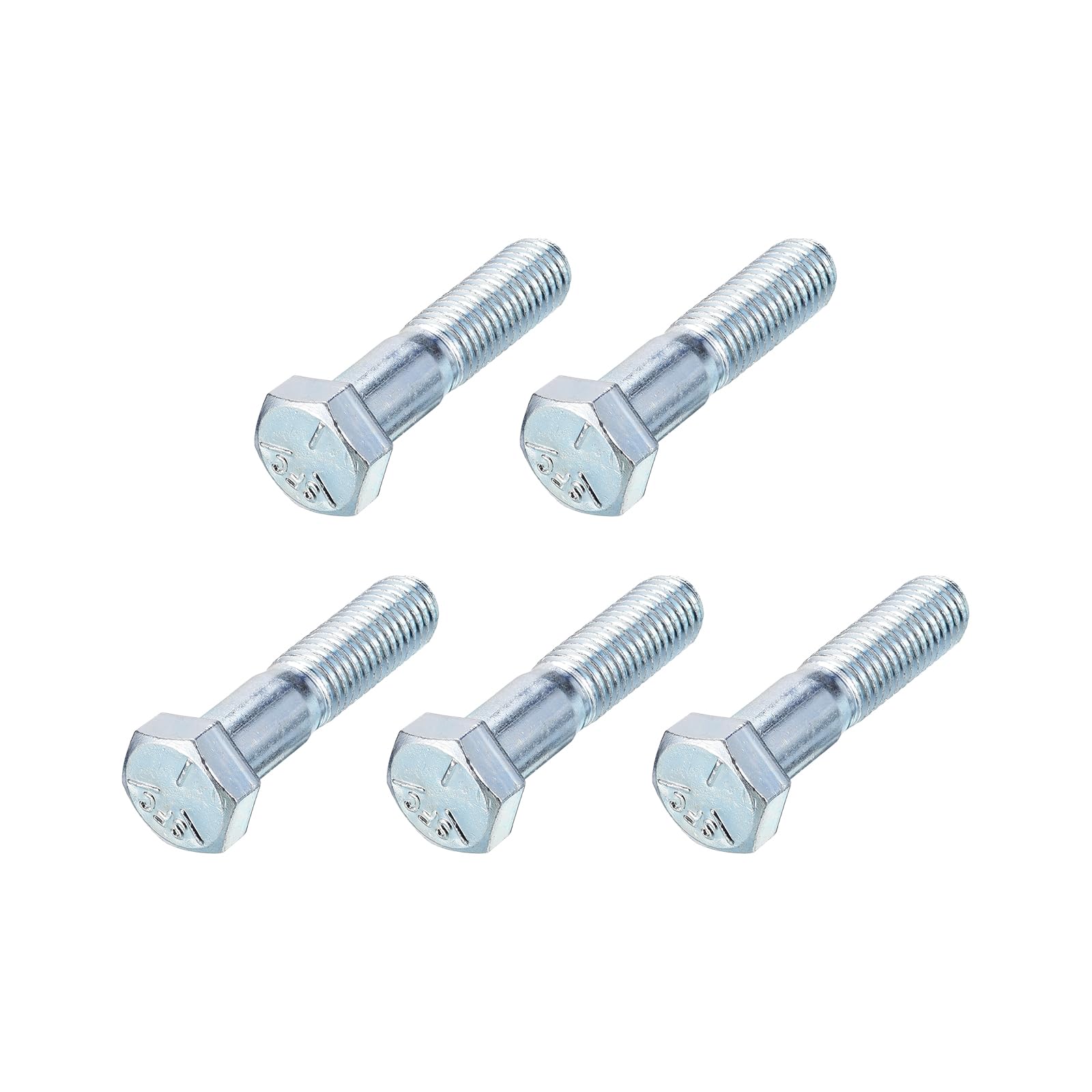 METALLIXITY Hex Bolts (1/2-20x2") 5Pcs, Carbon Steel Zinc Plated Partial Threaded, UNF Fine Thread Hex Head Screw Bolt - for Furniture Repair, Silver โ image 1