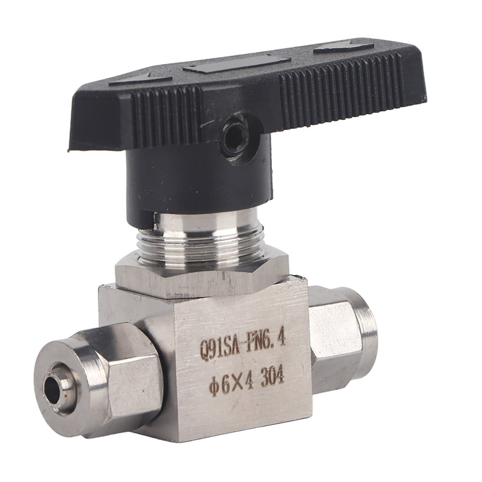 Hyuduo 304 Stainless Steel Ball Valve Straight-In Quick-Turn Water & Air Shut-Off Valve for 6mm x 4mm Tubing