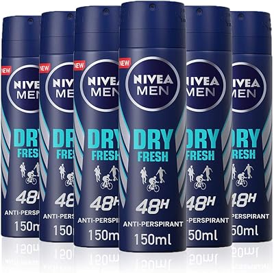 NIVEA MEN Dry Fresh Anti-Perspirant Deodorant Spray 6 x 150ml Masculine
