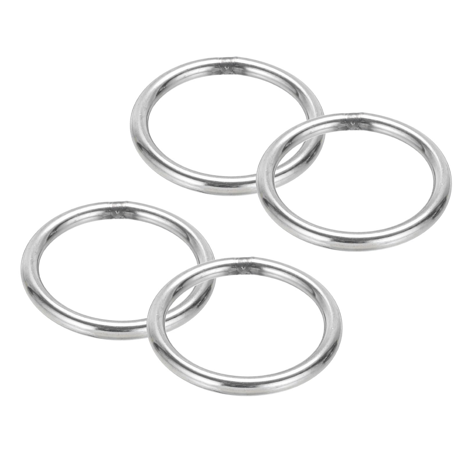 PATIKIL 1.2" Metal O Rings, 4 Pcs 304 Stainless Steel O-Ring Heavy Smooth Round Rings for Macrame, DIY Craft, Hardware, Keychain, Belt, Dog Leash, 6mmx30mm