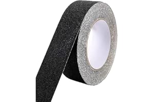 Zo.Yehaa Grip Tape Anti Slip Tape 1 Inch, 33 Feet, Black Heavy Duty Non Skid Tape for Stairs Outdoor/Indoor, Waterproof Safety Adhesive Strips Roll for Ramp Traction Tread Staircases, 80 Grit