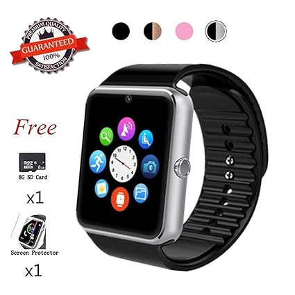 Beaulyn Bluetooth Smart Watch,Touch Screen Sport Wrist Watch Phone for Android Pedometer Smartwatch Compatible Samsung Men Women (Light Silver)