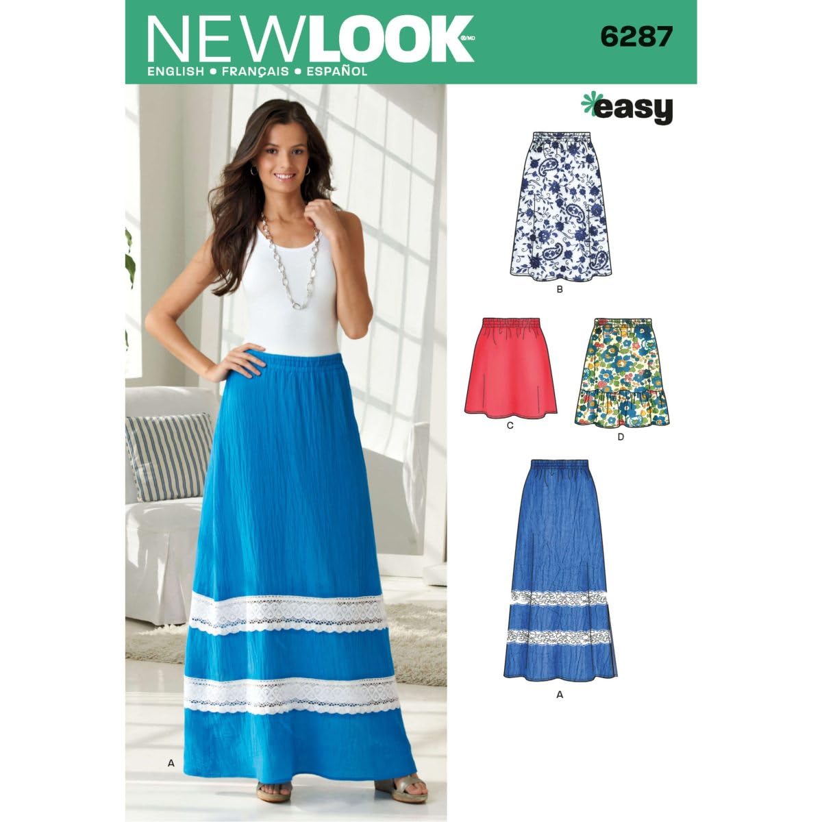 Simplicity New Look 6287 Pattern: Misses' Pull-On Skirt in Four Lengths (Sizes 10-22)