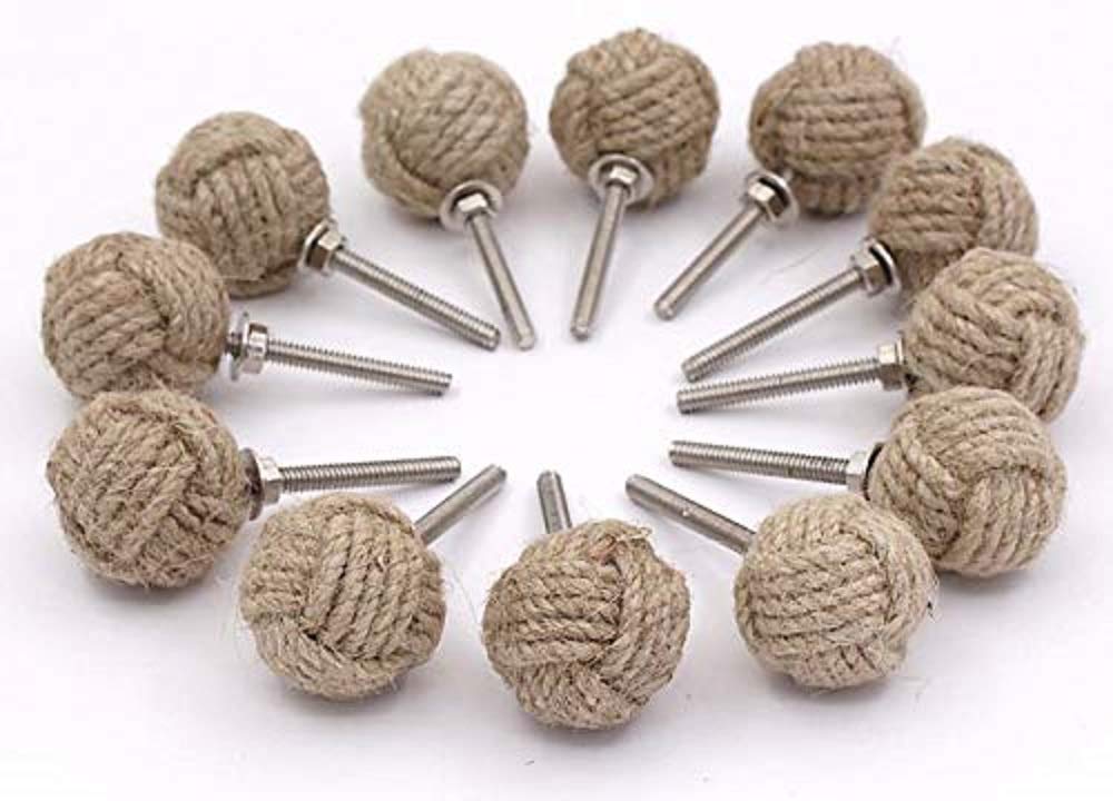 Samara Nautical 12 Knotty Door knobs - Nautical Drawer pulls - Jute Rope Drawer pulls