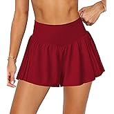Hragc Athletic Running Shorts for Women Side Pleated Flowy Butterfly Crossover Workout Shorts Gym Tennis Skort with Pocket