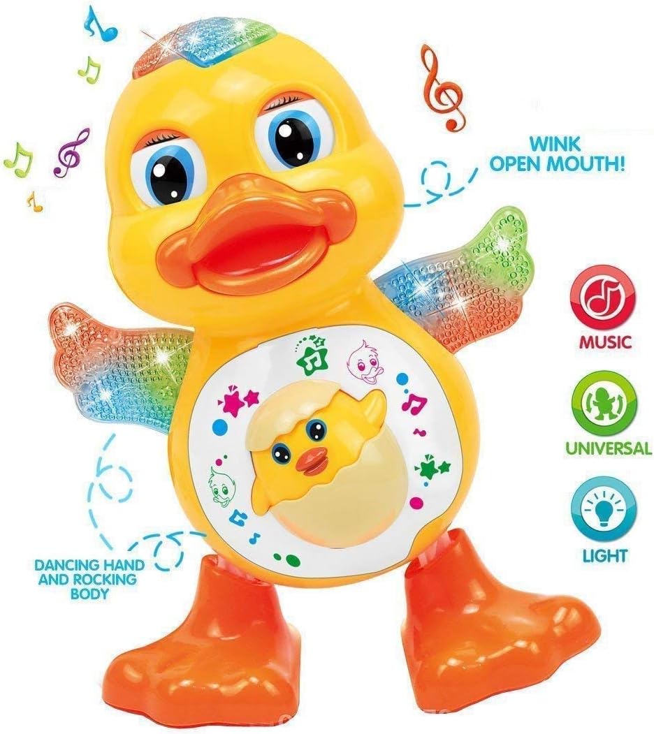 Kishnatoys Musical Real Action Dancing Duck Toys with Music Flashing Lights for Kids (Multicolour)