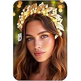 Unicra Light up Gold Leaf Headpiece Bridal Wedding Hair Accessories for Women