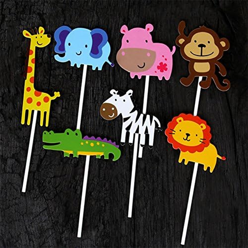 Qibote 35 Pieces Woodland Animal Cupcake Toppers Picks for Kids Baby Shower Birthday Party Cake Decoration Supplies