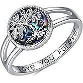 ONEFINITY Sterling Silver Abalone Shell Tree of Life Ring - Cute Tree of Life Jewelry Gift for Women or Girls