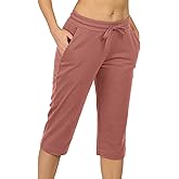 icyzone Capri Sweatpants for Women - French Terry Workout Cropped Joggers Athletic Lounge Pants with Pockets