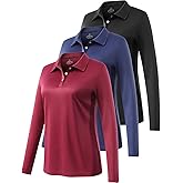 Ullnoy Lightweight Golf Shirts for Women Moisture Wicking Long Sleeve Polo Shirt Women Quick Dry Activewear Golf Tops Pack