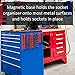 Olsa Tools Magnetic Socket Organizers | 3 Piece Set Socket Holder Kit | 1/2-Inch, 3/8-Inch, & 1/4-Inch Drive | SAE Red | Holds 68 Sockets | Professional Quality Tools Organizer Part 1150
