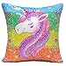 URSKYTOUS Unicorn Mermaid Pillow Case Decorative Reversible Sequin Pillow Cover Color Changing Cushion Throw Pillowcase 16” x 16”,Unicorn and Silver