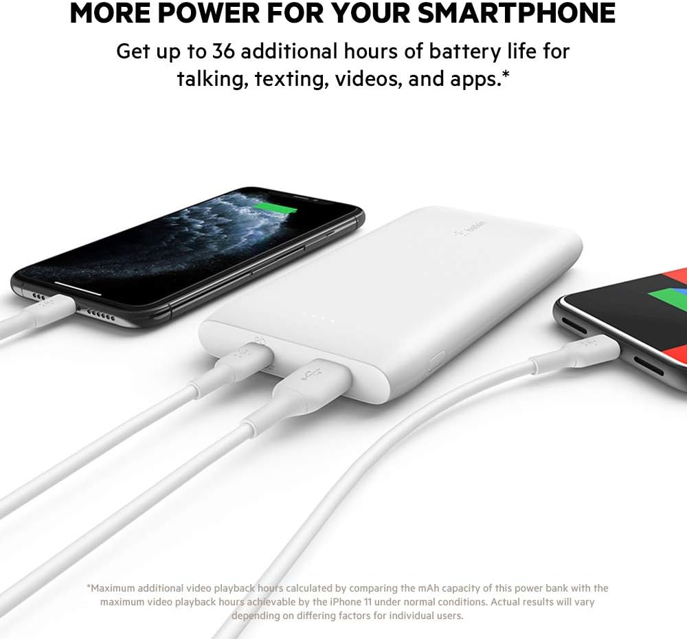 Belkin 10000mAh power bank, USB-C Power Delivery fast charging portable charger with 18W USB-C and 12W USB-A ports - Image 3