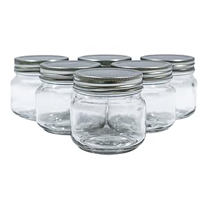 Golden Spoon Mason Jars, With Regular Lids, And Lids for Drinking, Dishwasher Safe, BPA Free, (Set of 6) (8 oz)