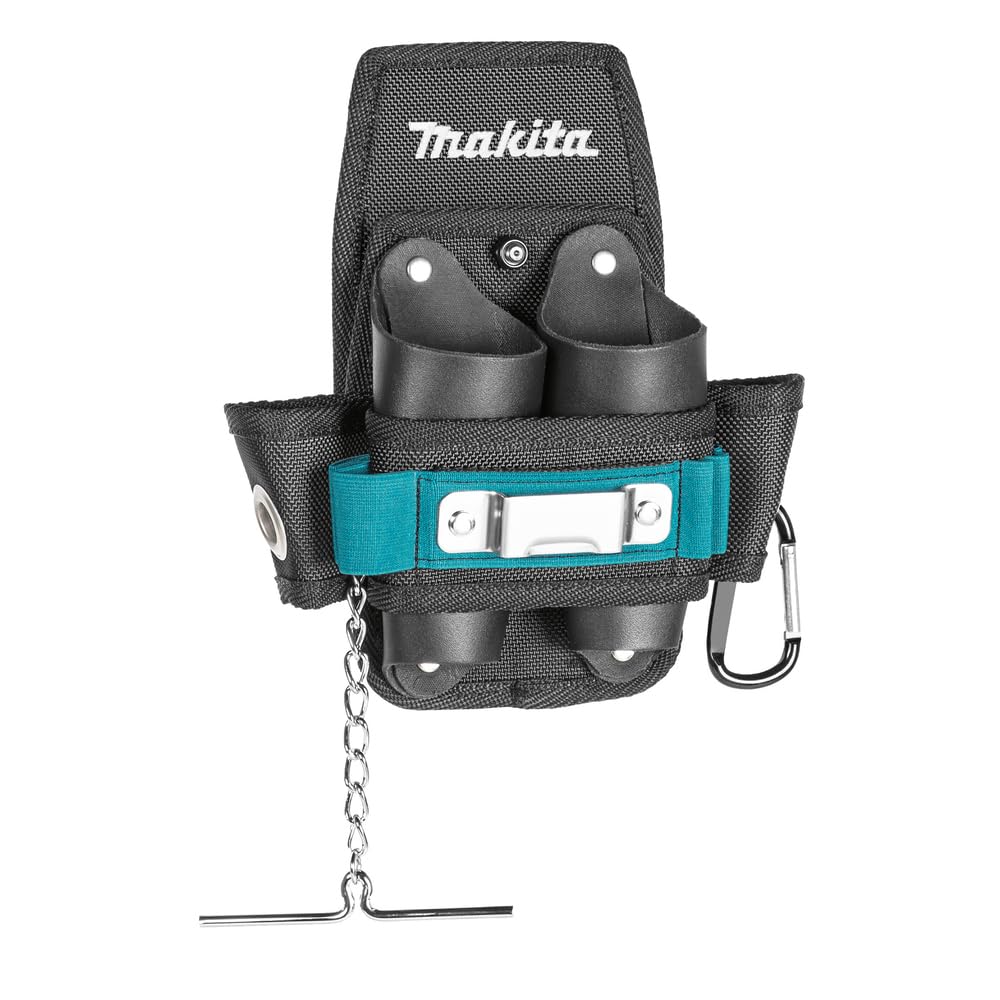 Makita E-15279 Electrician Belt Clip Pouch, Chain Holder for Insulating Tape, Tape Measure Holder, Carabiner, Space for Hand Tools, Polyester, 185 x 55 x 205 mm (L x W x H)