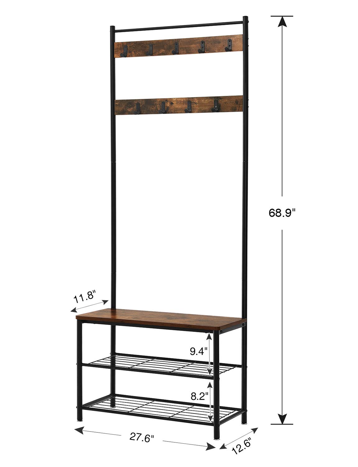 vasagle storage cabinet on Rustic Brown Storage Shelf Organizer Vasagle Industrial Coat Rack Accent Furniture With Metal Frame Uhsr41bx Hall Tree Entryway Shoe Bench Furniture Kolenik Entryway Furniture