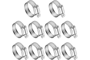 HYTEK 10 Pack, 304 Stainless Steel Hose Clamps, 13-19mm (1/2 inch to 3/4 inch) Adjustable Worm Gear Hose Clamps for Plumbing,