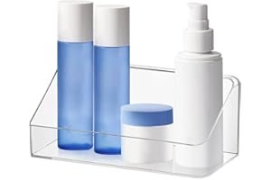 Poeland Wall Mounted Storage Organizer, No Drilling Bathroom Shelf, Clear Storage Box for Bathroom, Bedroom, Mirror Cabinets 