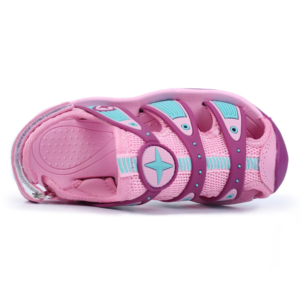 HOBIBEAR Boys Girls Sport Water Sandals Closed-Toe Outdoor(10,Pink)