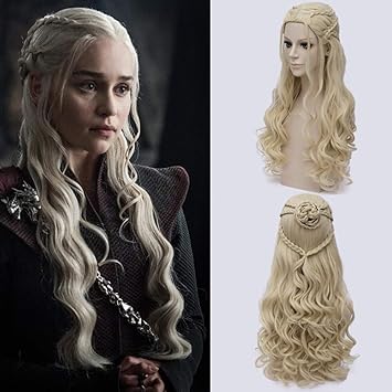 Amazoncom Hair Women Girls White Long Blonde Curly Queen