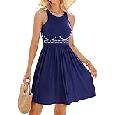 V FOR CITY Womens Summer Dresses with Built in Bra 2026 High Neck Beach Dress with Pockets Casual Flare Sun Dresses