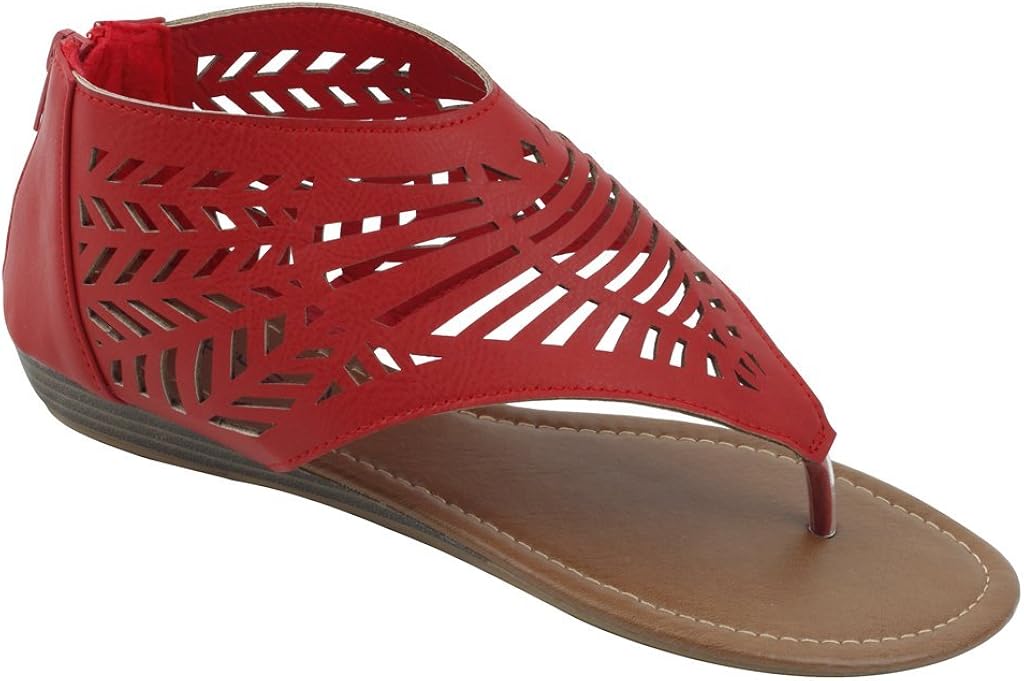 red flat gladiator sandals