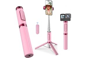 PPERFCOO Selfie Stick Tripod, Foldable Cellphone Tripod with Remote for Group Selfies/Live Streaming/Video Recording, for iPhone Series Android, Pink