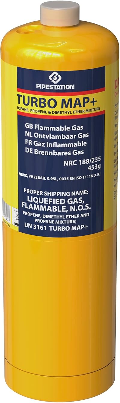 Pipestation Map Plus Gas Canister CGA 600 for Blow Torch Soldering