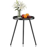 LMGVRZK Small Round Side Table, Black Metal End Table Night Stand for Bedroom Living Room Office