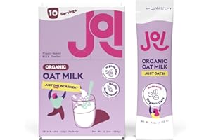 JOI Organic Oat Milk Powder, Unsweetened 10ct Carton - Instant, Single Ingredient, Dairy Free, Plant Based, Kosher, Shelf-Stable. Perfect for Smoothies, Protein Shakes, Overnight Oats. Tastes like Oats. Single Serve in Biodegradable Packaging.