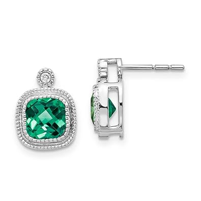 Amazon Com 14k White Gold Finish 1 10ctw Cushion Cut Emerald Cz