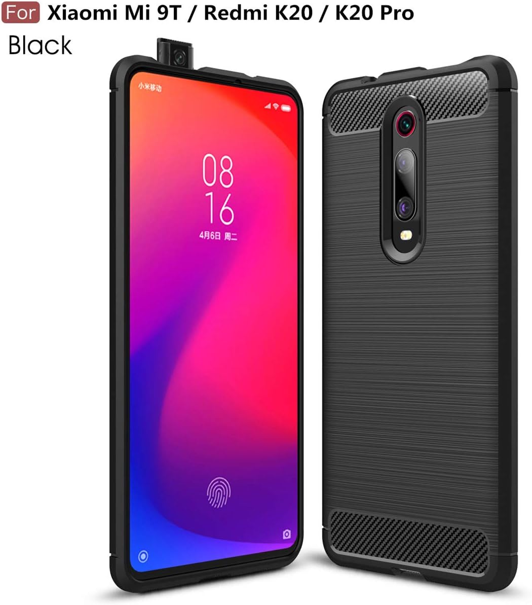 Xiaomi Mi 9T case,Silicone Shockproof Cover Durable Ultra Thin Carbon Fiber Soft Protection case for Xiaomi Mi 9T / Xiaomi Mi 9T Pro (Black)