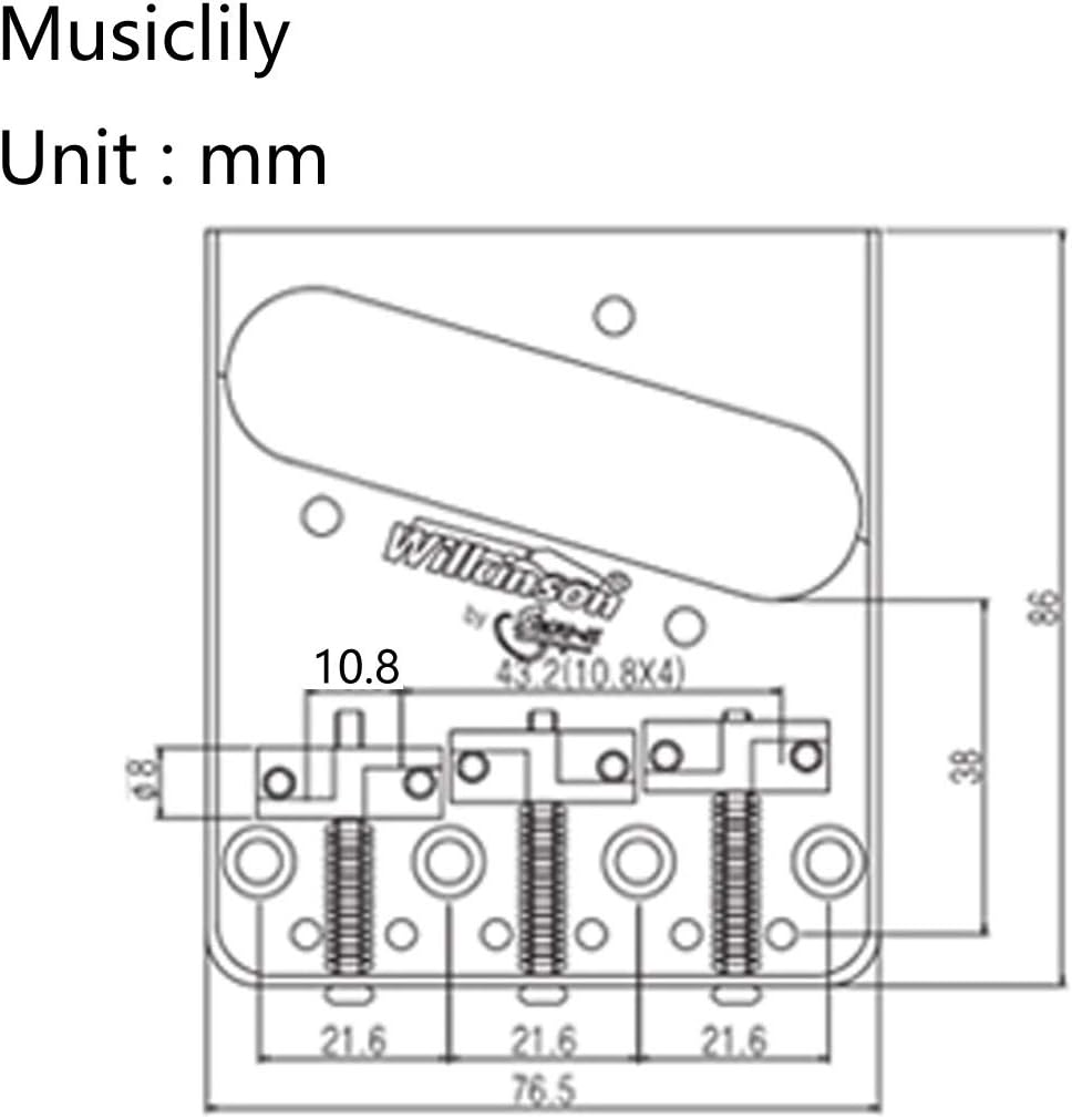 Wilkinson WTB Ashtray Brass Compensated 3-Saddles Telecaster Bridge for Tele Guitar Gold - Image 3