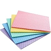 Sold_By_Cheapnwork Reusable Cleaning Cellulose Sponge Cloths Absorbent Wipes Clean Kitchen Car Dish Eco-Friendly Dishcloth Hand Towel Auto - 1pack (5pcs)