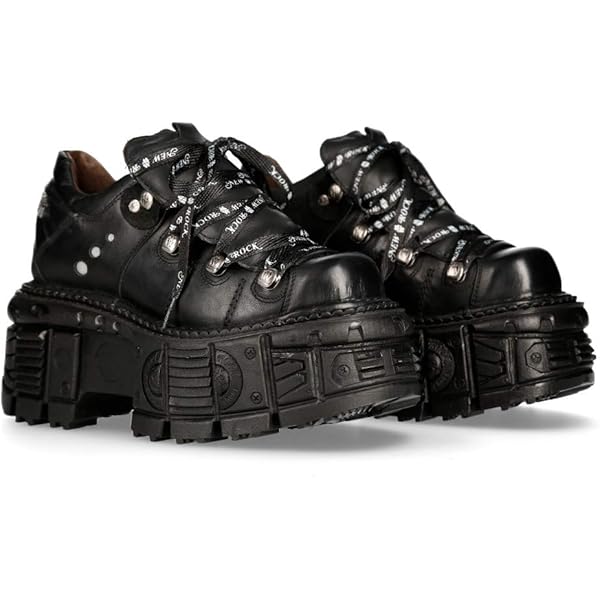 Amazon.com | New Rock Boots WALL106-S10 Unisex Metallic Black