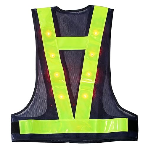 Fuloon 16 LED Light Up Safety Reflective Stripes Vest Traffic Outdoor