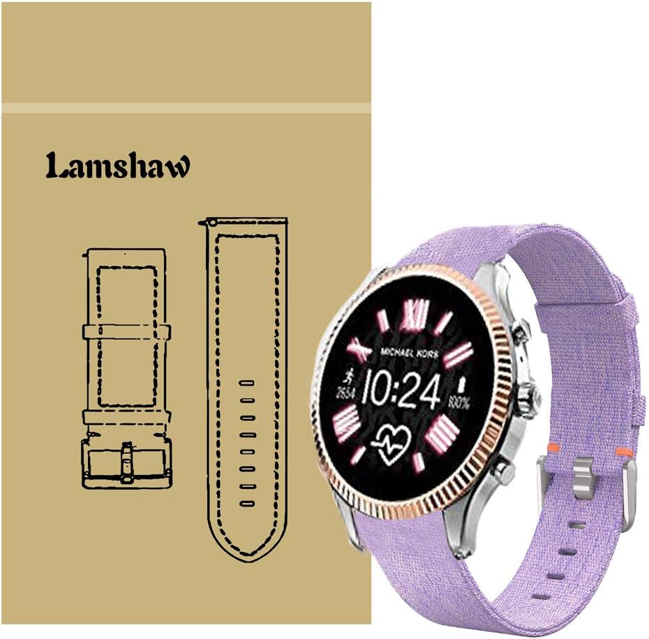 Blueshawfor Michael Kors Lexington 2 Bands, Blueshaw Breathable Nylon Woven Fabric Replacement Accessory Strap for MK Access Lexington 2 Smartwatch (Purple)