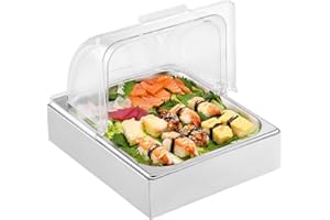 VEVOR Countertop Food Serving Display Container, 1 x 1/2 Pan Stainless Steel Food Serving Tray, Buffet Condiment Dispenser Di