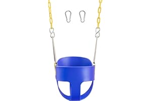 Original High Back Full Bucket Toddler Swing Seat with Plastic Coated Chains for Safety - Blue - Squirrel Products