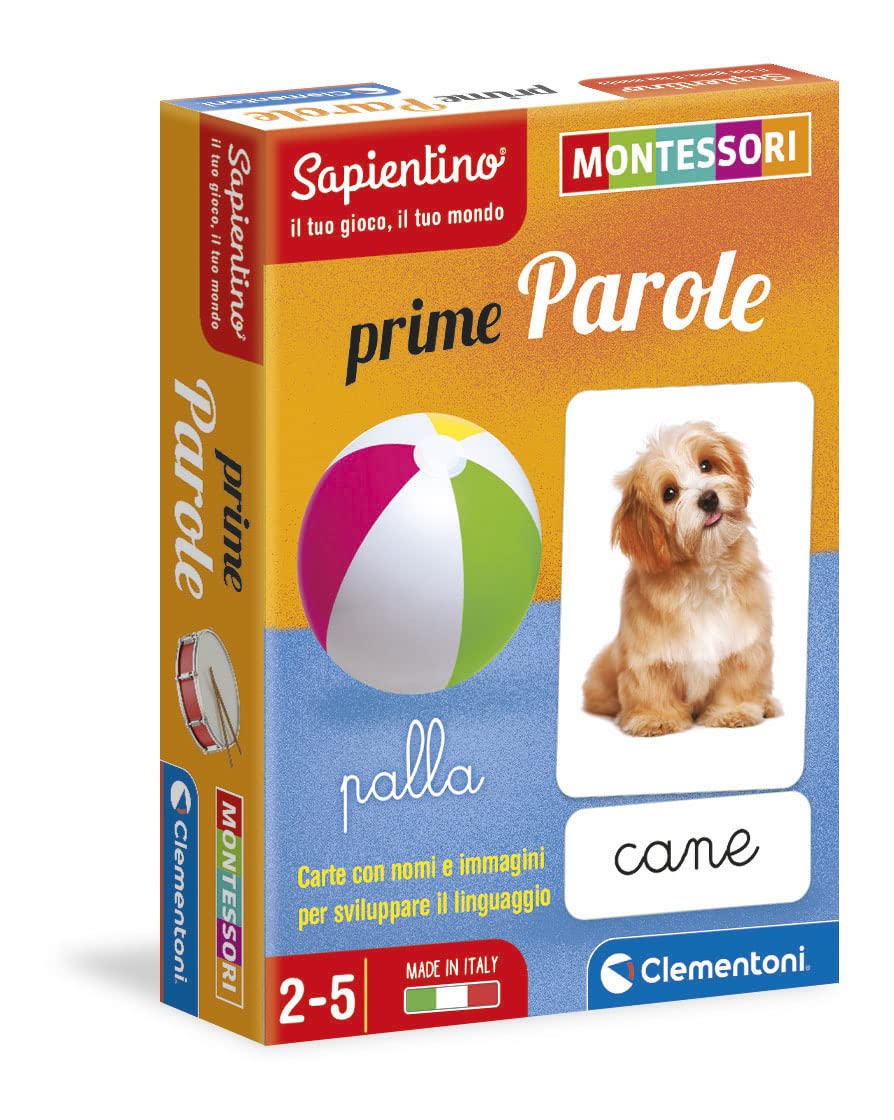 Clementoni Cards Prime Parole Montessori 2 years (Italian version), educational game-Made in Italy, Multicolor, 16319