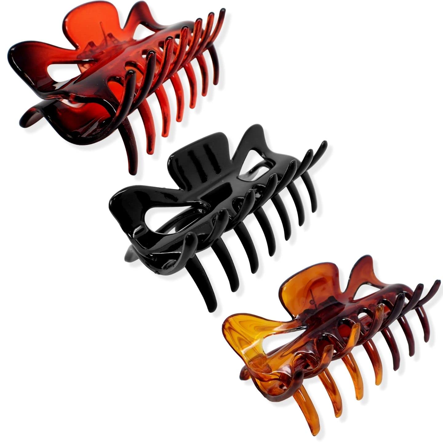 Topkids Accessories 9cm/3.5" Butterfly Hair Claws for Thick & Fine Hair - Medium HairClaws (Black + Red Tort + Brown Tort)