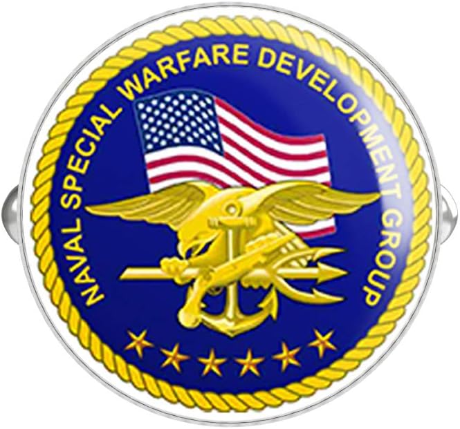 US Navy United States Navy Seal Team 6 Devgru Round Silver Cufflink Set of 2 Cuff Links