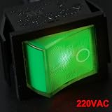 Heschen Rocker Switch ON-OFF DPST 4 Terminals Green Light 16A 250VAC 2Pack view 5