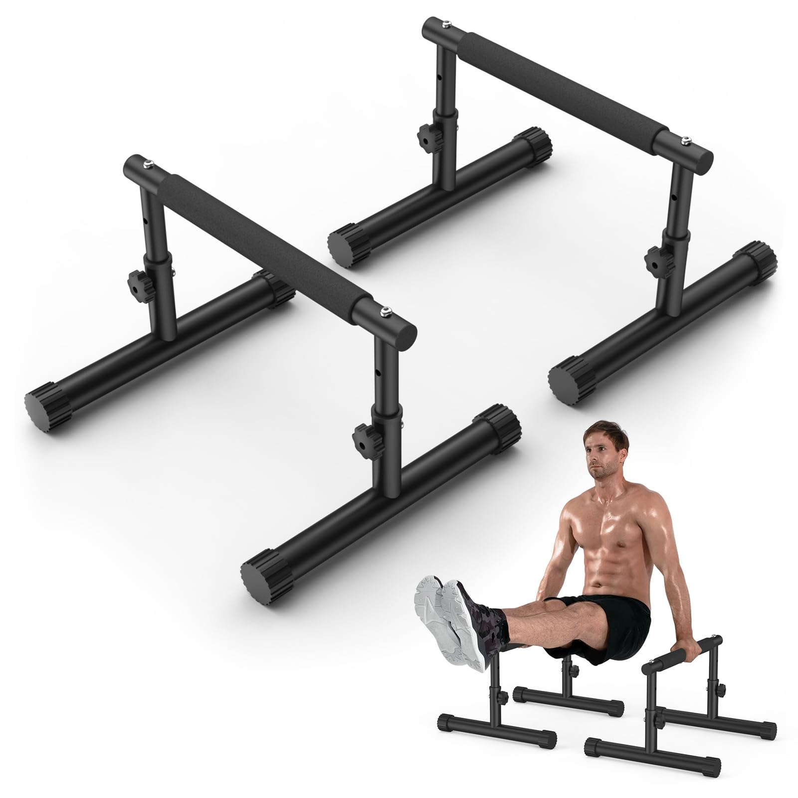 Photo 1 of IMAYCC Push Up Bar, Adjustable 7.5" and 10.6" High Parallettes Bars & Dip Bar With Full-Cover Foam Grips, No Wobbling Calisthenics Equipment For Handstand, L-Sit, Gymnastics, Strength Training Home Gym